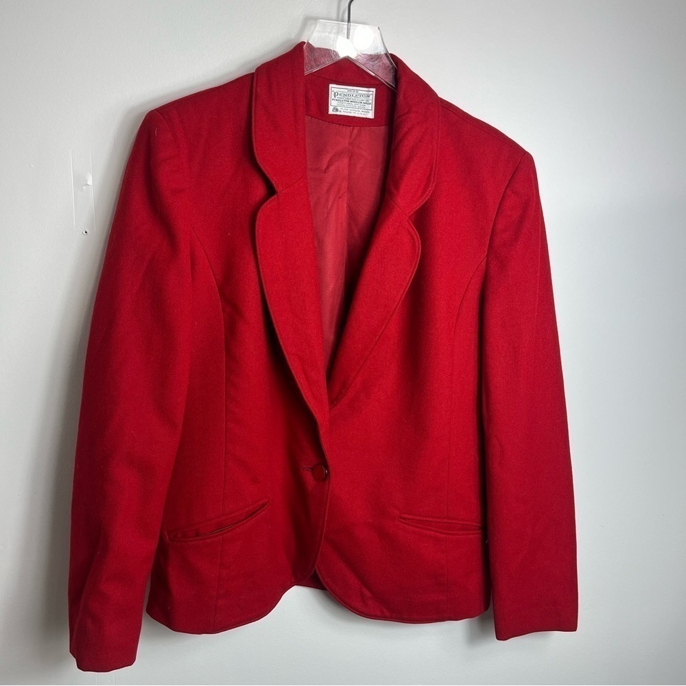 Pendleton One Button Red Wool Blazer Size Medium - image 1